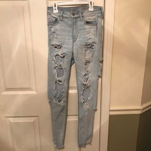 light wash distressed AE jeans